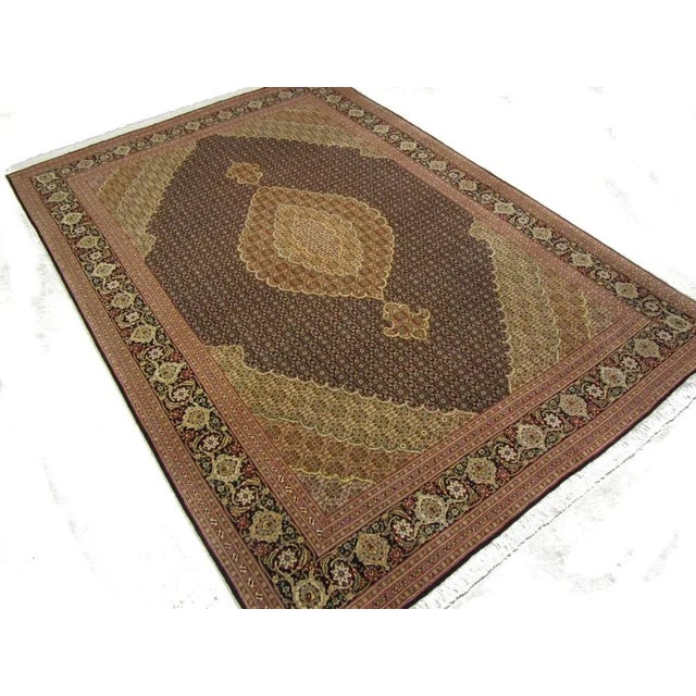 Olive Tabriz Work Rug, 2000s For Sale - Image 8 of 13