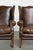 Large English Dark Cognac-colored Cowhide Leather Wing Armchairs, Set of 2 For Sale - Image 10 of 14