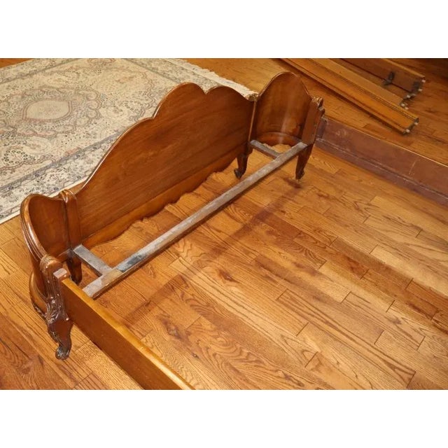 Wood French Louis XVI Style Circassian Walnut Full Size Bed Circa 1920's For Sale - Image 7 of 8