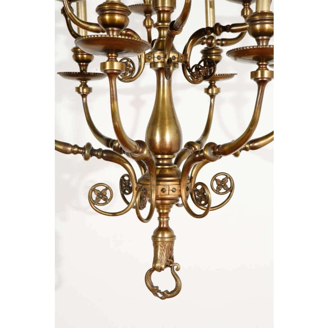 American 1930s Cast Brass Chandelier Fixture With Cherub For Sale - Image 3 of 10