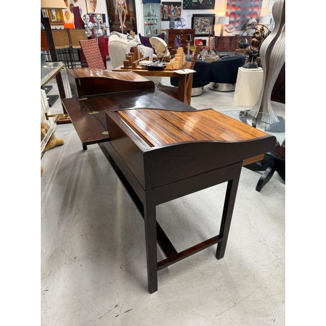 Wood Edward Wormley for Dunbar, Rosewood and Mahogany Rolltop Desk For Sale - Image 7 of 12