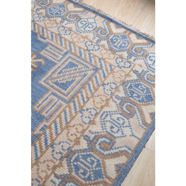 10x14 Traditional Blue Geometric Medallion Modern Hand Knotted Wool Carpet Rug For Sale - Image 4 of 8