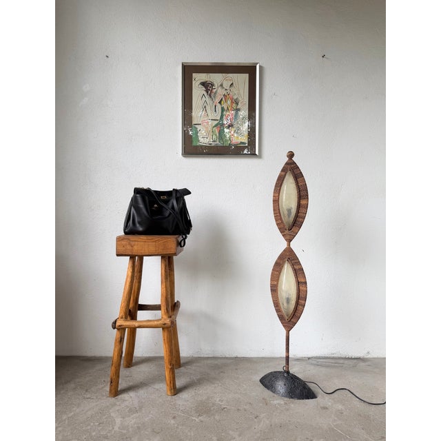 Vintage Bronze and Rope Floor Lamp, 1970 For Sale - Image 3 of 18
