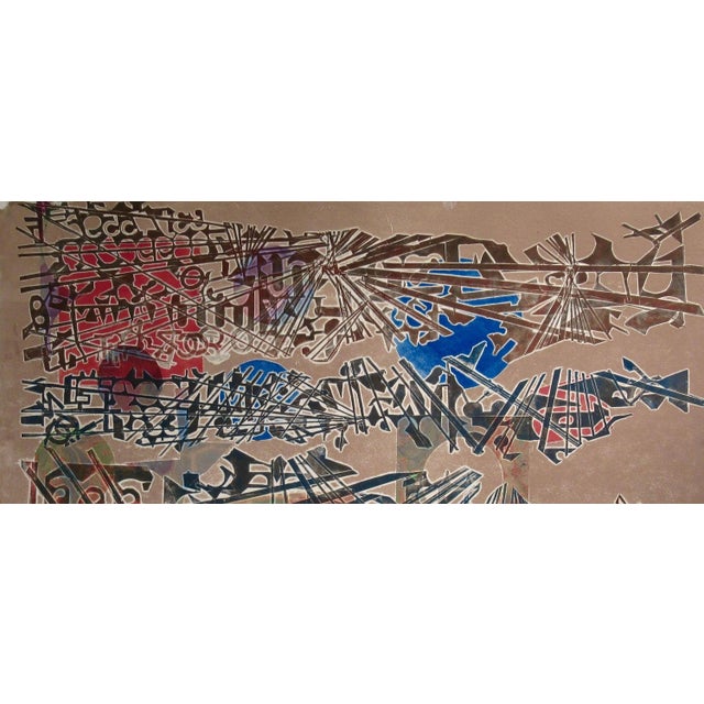 This artwork "Untitled" c.1990, is an original colors woodcut monoprint on artisanal hand made paper by noted American...