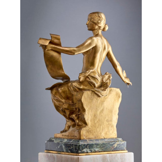 Georges Bareau, Allegory of History, 1890s, Bronze and Marble For Sale - Image 4 of 11