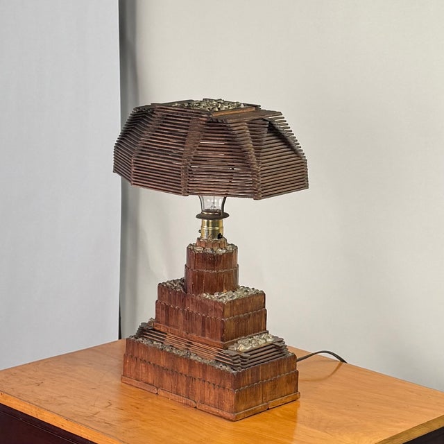 Mid 20th Century Mid 20th Century Whimsical Tramp Art Desk or Table Lamp For Sale - Image 5 of 13