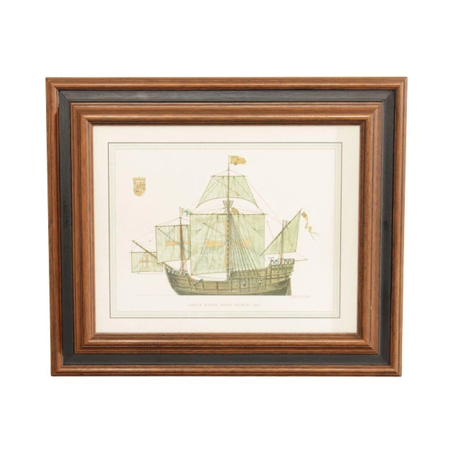 Vintage Santa Maria Anno Domini Maritime Lithograph Print For Sale - Image 13 of 13