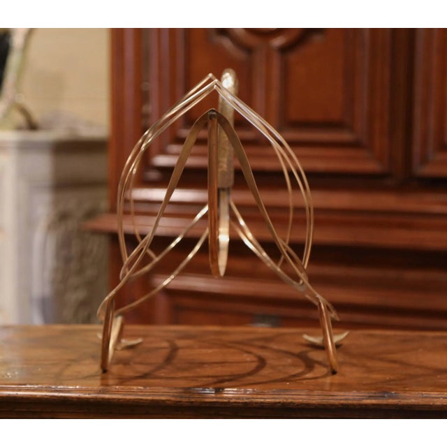 Metal Mid-Century French Brass Swan Magazine Rack Attributed to Maison Jansen For Sale - Image 7 of 8