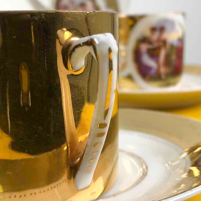 Ceramic Viennese Porcelain Service with Golden Decorations, Set of 6 For Sale - Image 7 of 17