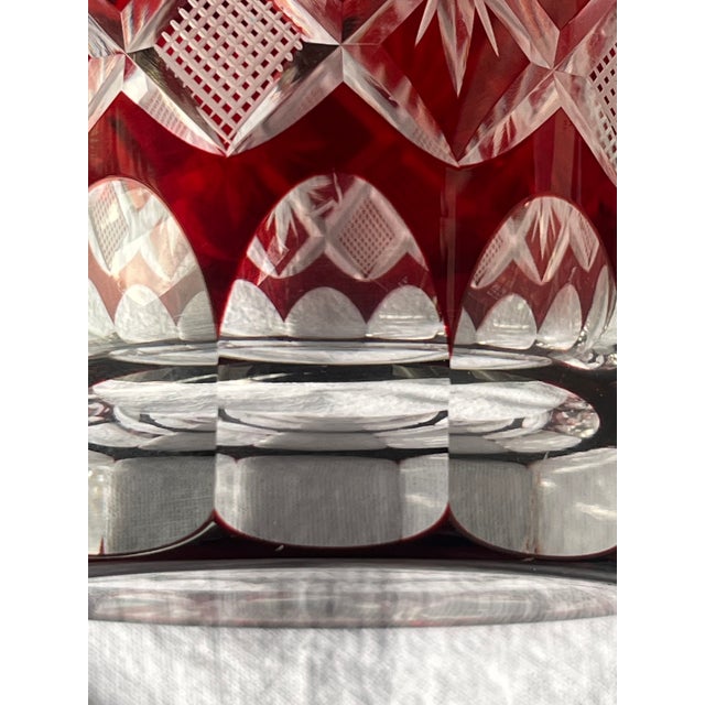 Glass Late 20th Century Red Edo Kiriko Lowball Whiskey Glass For Sale - Image 7 of 8