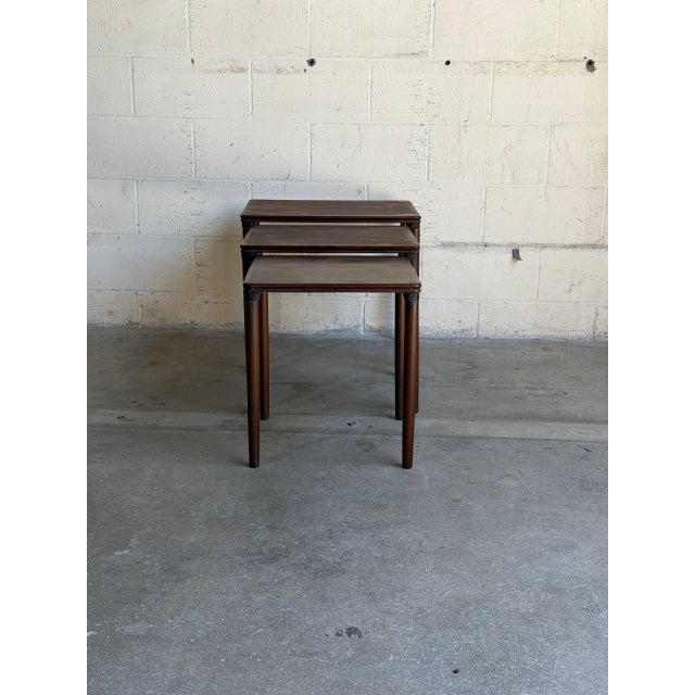Wood Rosewood Stacking Nesting Tables Three Piece Set Denmark Vintage 1960s For Sale - Image 7 of 10