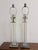 Beautiful Robert Abbey acrylic lucite columnar lamps Brushed silver base and trim, acrylic four-column base Cubic finials,...