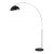 1960s Nova of California Luna Bella Floor Lamps - 92" Mid Century Modern Arc Lamp, Satin Nickel, Black Marble Base, Shade For Sale
