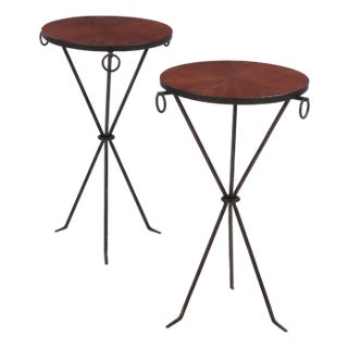 An Iron and Mahogany Drink Table in the Manner of Jean-Michel Frank. For Sale