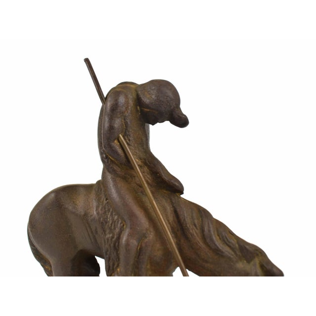Mid 20th Century Mid 20th Century Heavy Cast Iron Figurine After "End of the Trail" Bookend For Sale - Image 5 of 8