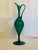 Teal Mid-Century Teal Over White Glass Pedestal Pitcher For Sale - Image 8 of 13