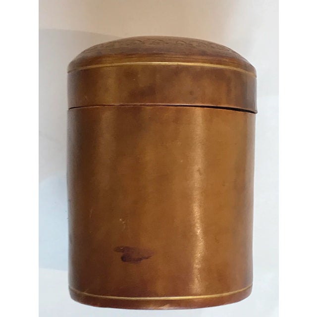 Chestnut Made in Italy Leather Box W/ Lid For Sale - Image 8 of 8