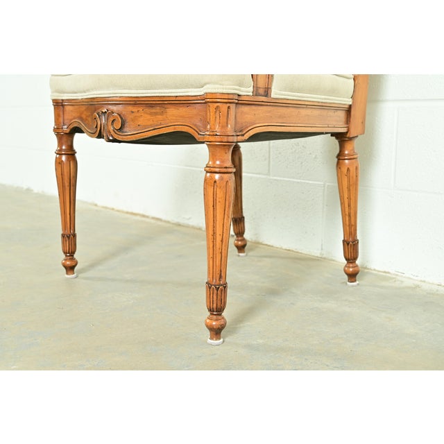 Baker Furniture Style French Regency Louis XVI Carved Walnut Dining Chairs, Set of Six For Sale - Image 12 of 14