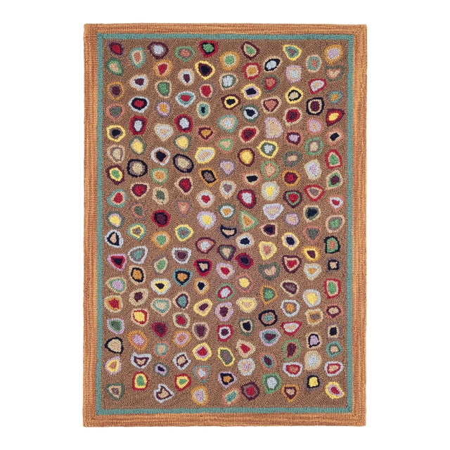 Dash & Albert by Annie Selke Cat's Paw Brown Micro Hooked Wool Rug, 3' x 5' For Sale