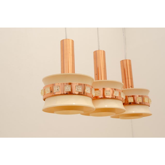 Vintage Hanging Lamp with Three Cut Glass Lampshades from Kamenický Šenov, 1970s For Sale - Image 6 of 17