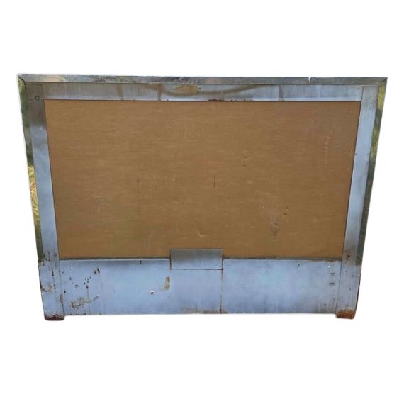 Vintage 28x36” Bathroom Vanity Chrome Framed Mirror Medicine Cabinet Door Damage For Sale - Image 4 of 5