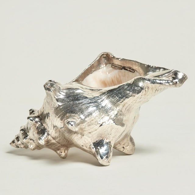 Late 20th Century Mid Century Italian Sterling Coated Seashell by Federico Buccellati For Sale - Image 5 of 7