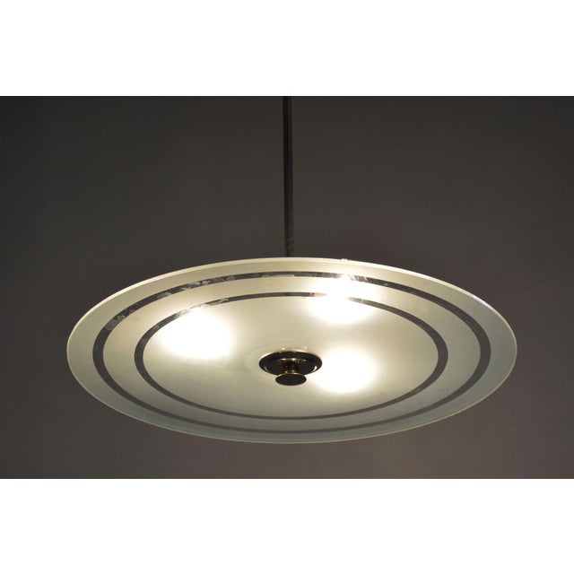 Czech Bauhaus Pendant in Chrome-Plated Steel and Milk Glass, 1930s For Sale - Image 9 of 10