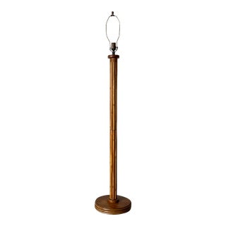 70's Mid-Century Wood and Bamboo Rattan Decorative Floor Lamp. For Sale
