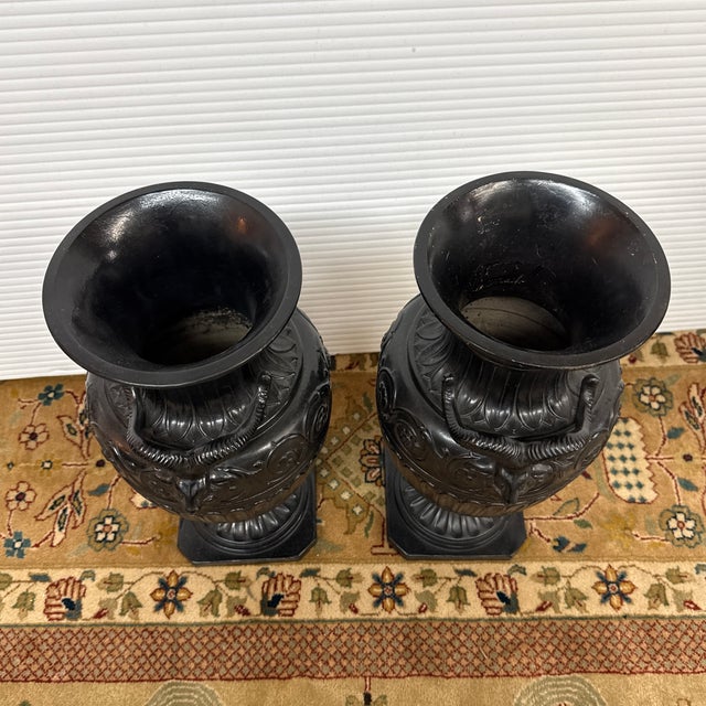 Neoclassical Basalt Ware Vases, Pair For Sale In San Francisco - Image 6 of 12