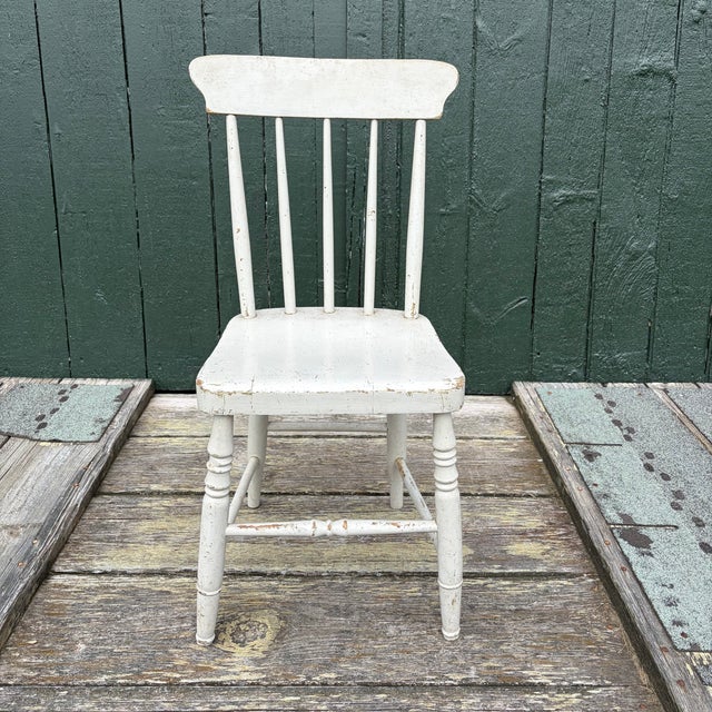 Rustic Painted Plank Seat Grange Chairs From Maine -Set of 10 For Sale - Image 3 of 13