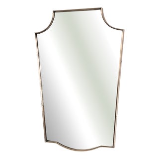 Large Mid-Century Italian Wall Mirror with Brass Frame, 1970s For Sale