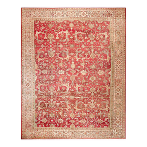 Radiant Red and Tan Color With Special Palmettes Design Antique Sultanabad Rug