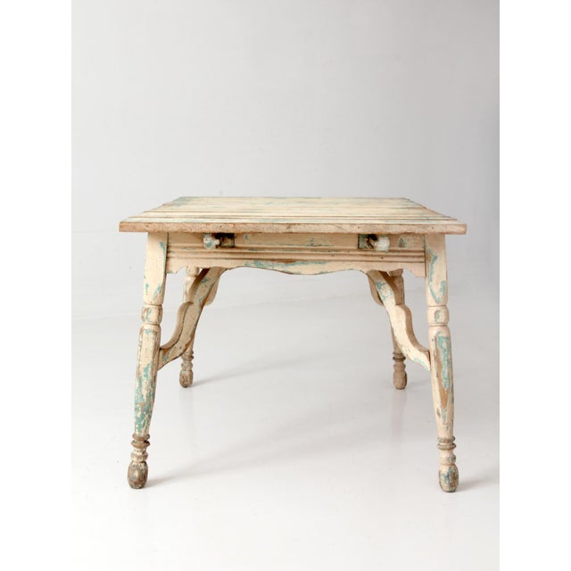 Antique American Country Painted Wood Low Table With Plank Top For Sale - Image 9 of 18