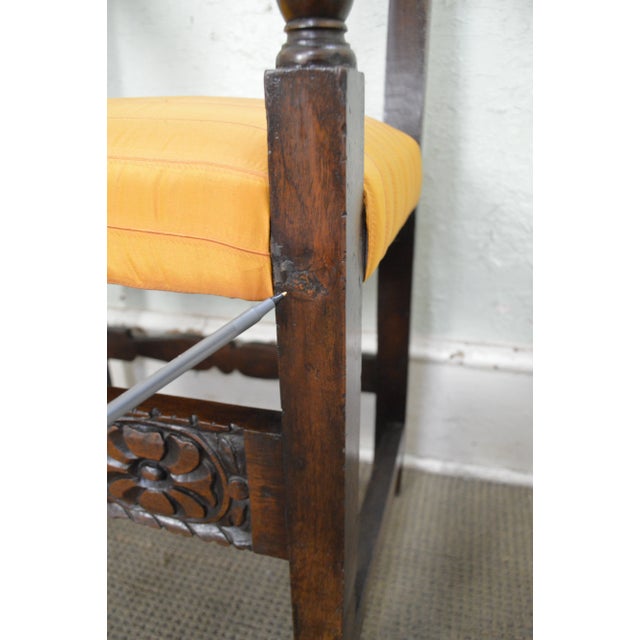 Early 19th Century Antique Italian 19th Century Walnut High Back Throne Arm Chairs - a Pair For Sale - Image 5 of 13