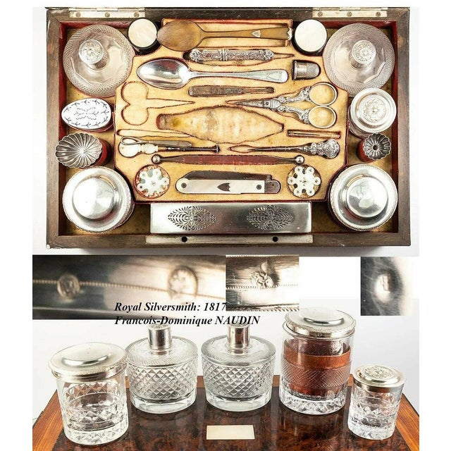 Early 19th Century 1817 Antique French Palais Royal Nécessaire De Voyage, Sterling Vanity Set For Sale - Image 10 of 11
