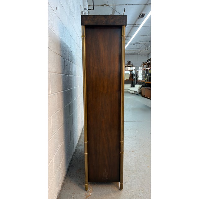 Mastercraft Mid 20th Century Hollywood Regency Burl and Brass Armoire by Mastercraft For Sale - Image 4 of 18
