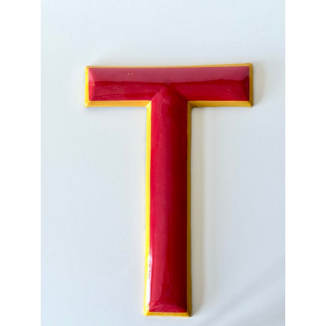 Industrial Enamel Letter T, 1960, in Very Good conditions. Designed 1960 to 1969