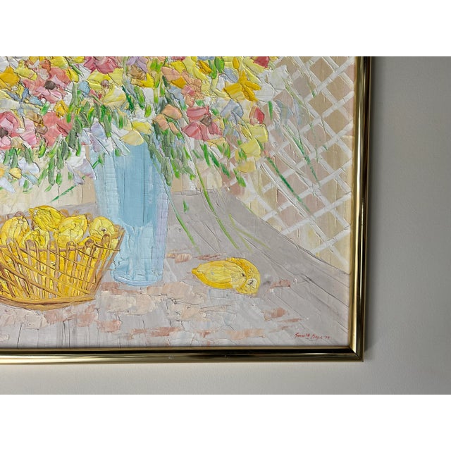 Wood 1970's Kenneth Kayl Heavy Impasto Floral Still Life Oil Painting, Framed For Sale - Image 7 of 13