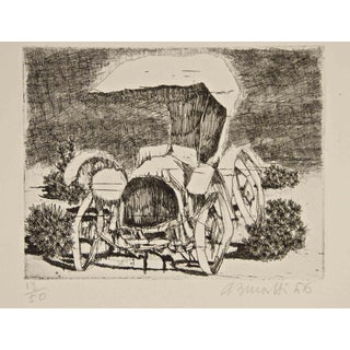 Armando Buratti, Old Truck, Etching, 1966 For Sale
