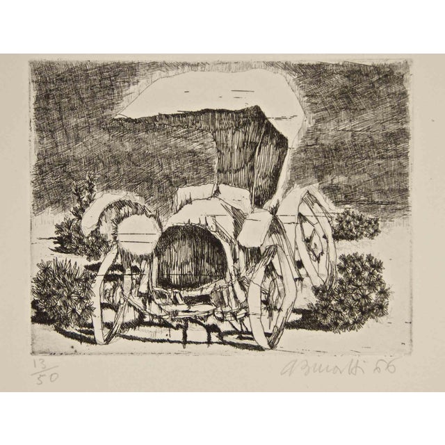 Armando Buratti, Old Truck, Etching, 1966 For Sale