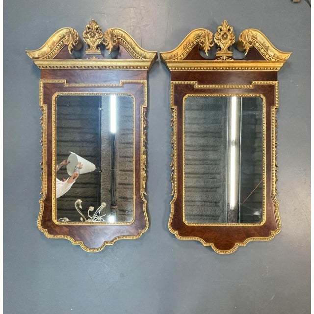Pair of George II Style Pier / Console Mirrors, Burr Walnut and Parcel Gilt For Sale In New York - Image 6 of 12