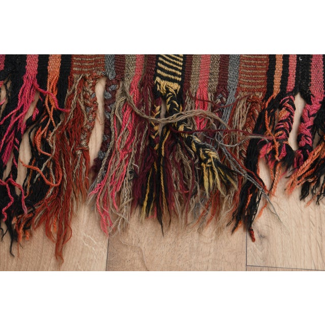 Shabby Chic Striped Turkish Vintage Orange Brown Kilim Rug For Sale - Image 3 of 11