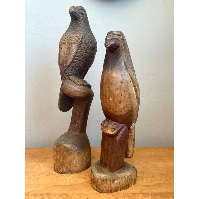 Vintage Carved Wood Bird Sculptures - A Pair For Sale In West Palm - Image 6 of 13