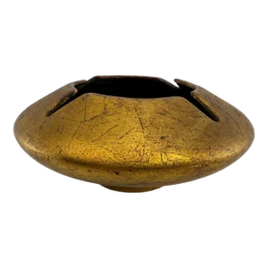 Mid Century 1960s Gold-Tone Art Deco Catchall Ashtray