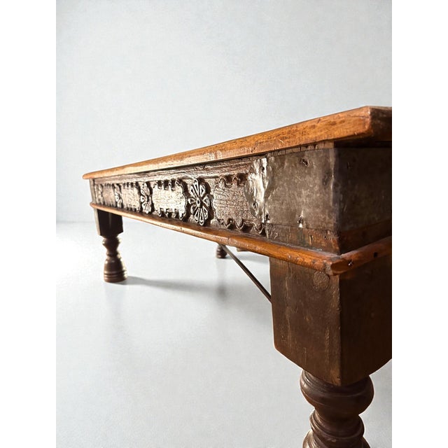 Large 19th-Century Indian Teak Low Table, Rajasthan For Sale - Image 4 of 10