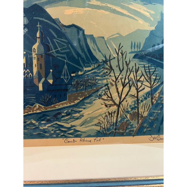 Abstract Intriguing Cubist Castle and River Scene, Signed Lithograph For Sale - Image 3 of 9