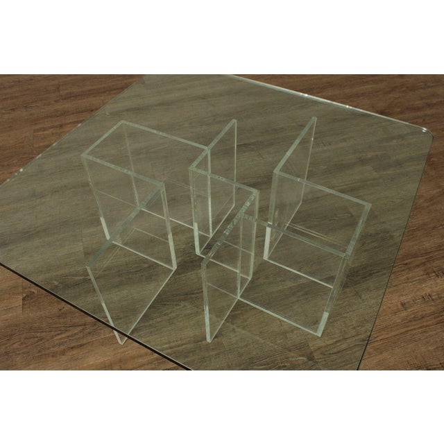 Hollywood Regency Glass Top Lucite Coffee Table For Sale In Philadelphia - Image 6 of 12