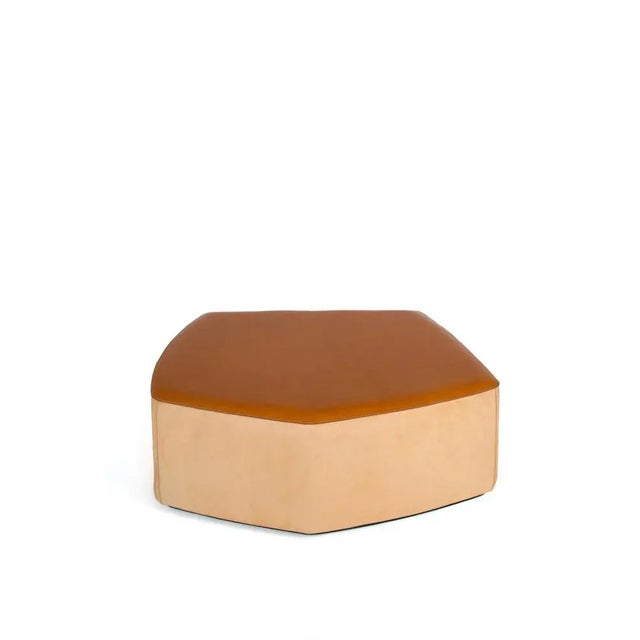 Large pouf! leather stool by nestor perkal dimensiones: w 101 x d 85 x h 35 cm materials: leather, poplar plywood, suede....
