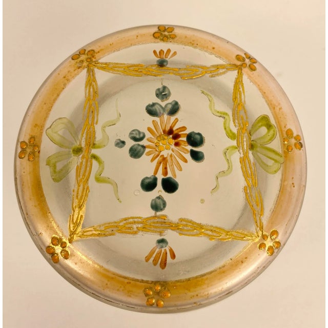 Art Deco French Art Nouveau Enameled Glass Trinket or Jewelry Box by Legras Glassworks For Sale - Image 3 of 5