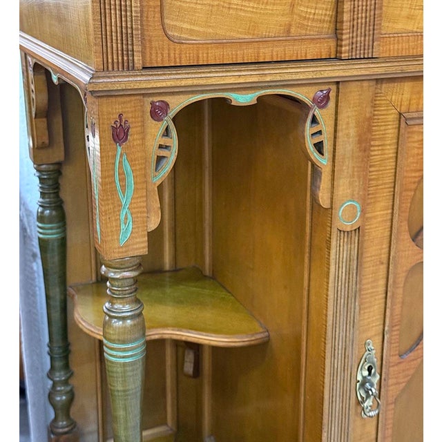 Brown Art Nouveau Vertico Cabinet with Floral Painting, 1910s For Sale - Image 8 of 14